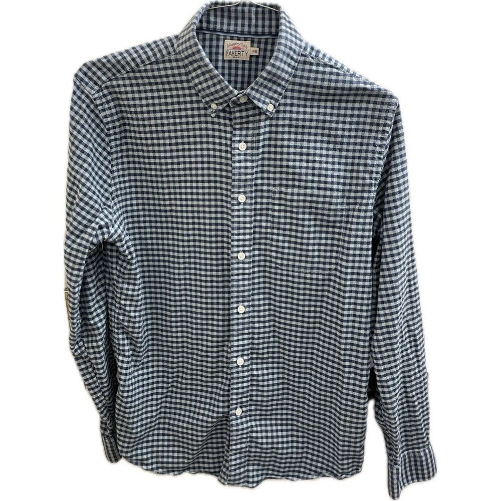 Faherty Blue and White Checkered Casual Button Down Shirt